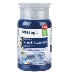 TETESEPT Morska so za kupanje DEEP RELAXATION,600gr za negu tela, sa etarskim uljima jasmina,citronele,bergamota i narandže. Za opuštanje celog tela.