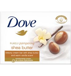 Dove SheaButter sapun 100g, za negu kože, sa osvežavajućim mirisom shea putera i tople vanile održava hidrataciju kože. Namenjen za lice, telo i ruke.