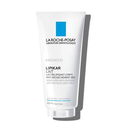 La Roche-Posay Lipikar mleko 200ml, za negu tela, namenjeno za osetljivu i suvu kožu dece i odraslih. Preparat za regeneraciju kože kod atopijskog dermatitisa.