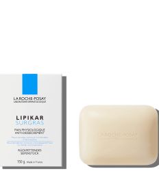 La Roche-Posay Lipikar Surgras tvrdi sindet, u pakovanju od 150g, obogaćen lipidima za svakodnevno pranje osetljive suve kože. Za decu i odrasle.