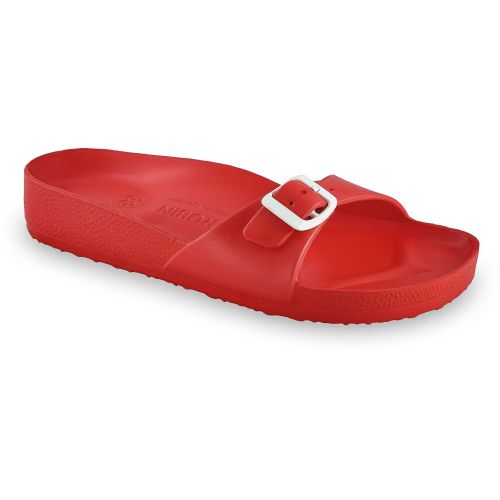 GRUBIN ženske papuče MADRID LIGHT crvene izrađene po jedinstvenom EVA materijalu, koji je vodootporan, ultra lak i jednostavan za održavanje.