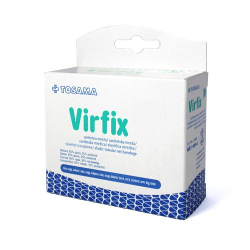 Virfix mrežica broj 1 (2m) je elastična sanitetska mreža u obliku cevi i namenjena za pričvršćivanje kompresa na rane za prst, dlan, šaku, ručni zglob.