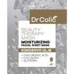 Dr Colić Moisturizing maska za negu lica sa kokosovim uljem, hijaluronom i kolagenom za hidrataciju kože i uklanjanje sitnih bora i umornog izgleda kože.