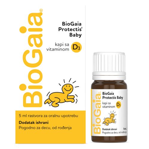 BioGaia ProTectis su kapi sa vitaminom D3 na bazi korisnih bakterija Lactobacillus reuteri sa dodatkom vitamina D3 i mogu se koristiti od prvog dana rođenja - grčevi kod bebe