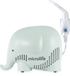 Pedijatrijski kompresorski inhalator Microlife NEB 410, u obliku slona, ima veliku brzinu raspršivanja, praktičan za put i jednostavan za upotrebu.
