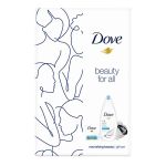 Zdrava i negovana koža, uz Nourishing Beauty Dove setu - Gel za tuširanje, sapun i mrežica za kupanje, sa prepoznatljivom original Dove teksturom.