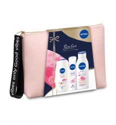 Za negu kože sa mirisom ruže i bademovim mlekom Nivea Rose Care set, sa neseserom - Gel za tuširanje, losion i dezodorans pruža koži elastičnost i sjaj.