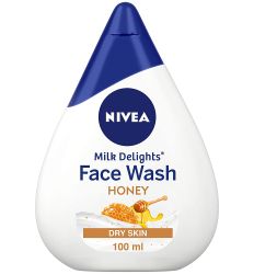 NIVEA krem mleko za pranje lica, za suvu kožu, Milk Delights Honey 100 ml, efikasna nega lica, čisti kožu, dajući joj trenutnu hidrataciju tokom dana.