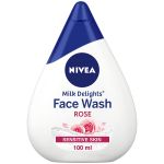 NIVEA krem mleko za pranje lica, za osetljivu kožu, Milk Delights Rose 100 ml, efikasna nega lica, čisti vašu kožu, smanjuje iritaciju i štiti kožu.