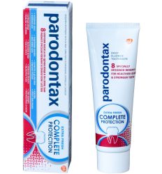 Aktivno jača i štiti zubnu gleđ, Parodontax Complete Protection - extra fresh pasta za zube, 75ml do 3 puta efikasnije uklanjanja zaglavljene površinske mrlje.