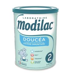 Modilac Doucéa 2 adaptirano mleko za bebe, za uzrast od 6 do 12 meseci, je mlečna formula sa laktoferinom specifično da zadovolji nutritivne potrebe odojčadi.