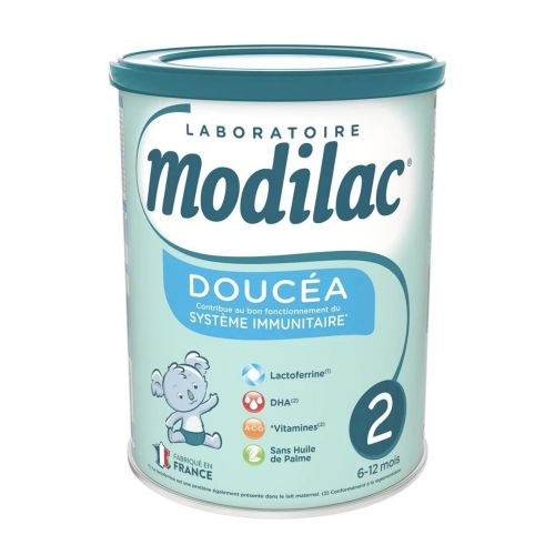 Modilac Doucéa 2 adaptirano mleko za bebe, za uzrast od 6 do 12 meseci, je mlečna formula sa laktoferinom specifično da zadovolji nutritivne potrebe odojčadi.