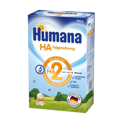 Humana HA 2 je prelazna formula za ishranu beba starijih od 6 meseci sa alergijskom predispozicijom, prilagođena povećanim nutritivnim potrebama.