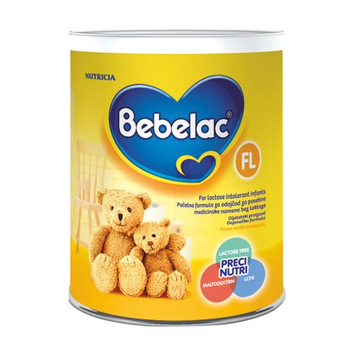 Bebelac FL (lactosa free), adaptirano mleko, u pakovanju od 400gr, namenjeno za odojčad od rođenja, je specijalno adaptirana mlečna formula bez laktoze. 