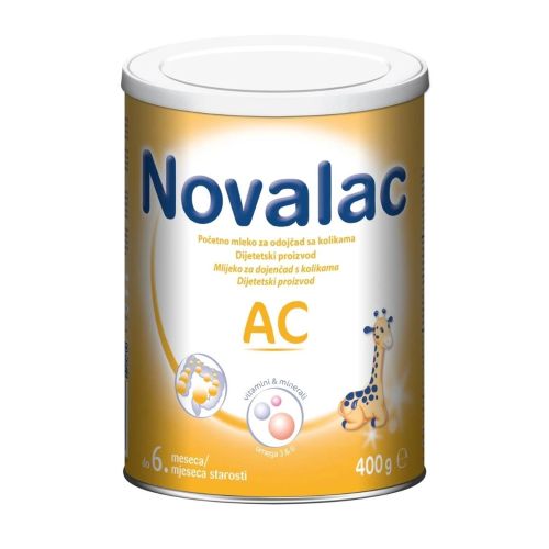 Novalac AC je posebna visoko adaptirana mlečna formula mleka za odojčad od 0 do 6 meseci koja imaju grčeve