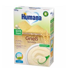 Humana organic bezmlečna instant kaša - griz, idealan obrok za bebe kod kojih postoji povećan alergijski rizik ili intolerancija na kravlje mleko i/ili laktozu.