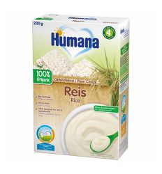Humana organic bezmlečna instant kaša sa pirinčem, za bebe nakon 6. meseca, bez mleka i dodatnog šećera, sa kalcijumom i gvožđem.