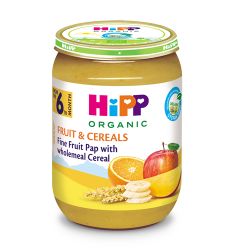 Hipp kaša Blaga voćna kašica - voće i žitarice, u pakovanju od 190g, namenjena za bebe uzrasta nakon navršenog 6. meseca i malu decu.
