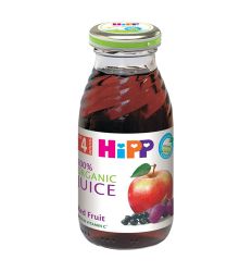 Hipp sok od jabuke i crvenih plodova, u pakovanju od 200g, namenjen za bebe uzrasta nakon navršenog 4. meseca i malu decu.