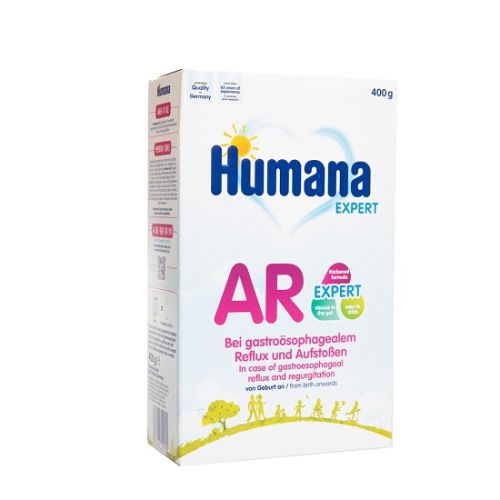 Humana AR (anti-regurgitacija) je specijalna mlečna formula za potrebe ishrane kod povećanog vraćanja želudačnog sadržaja (regurgitacije tj. bljuckanja). 