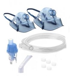 Set rezervnih delova za Bi-Rich inhalatore koji sadrži: masku za decu, masku za odrasle, raspršivač, inhalaciono crevo,nastavak za usta i filtere za vazduh.