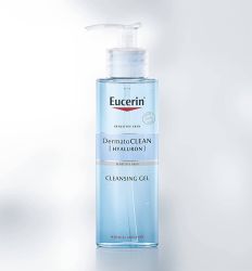 Eucerin DermatoCLEAN 200ml osvežavajući gel za negu i čišćenje namenjen za normalnu i kombinovanu osetljivu kožu lica.Uklanja nečistoću i šminku, ne isušuje kožu