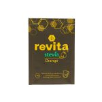 kesice iz pakovanja Revita stevia orange gde kutija sadrži 10 kesica. Revita stevia orange je dijetetski proizvod sa liofilizovanim matičnim mlečom - dodatak ishrani