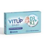 Vitup Baby twist-off kapsule sa vit. D3 i K1 za novorođenčad od 8.dana do navršena 3 meseca života. Za pravilan razvoj i imunitet deteta i koagulaciju krvi.