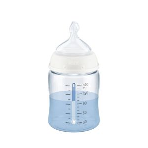 NUK plastična flašica First Choise + silikonskom cuclom 0-6m 150ml Winnie Pooth sa termo indikatorom