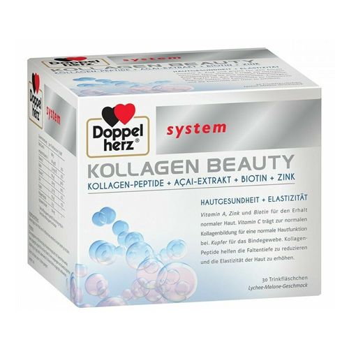 Doppelherz KOLLAGEN Beauty u pakovanju od 30 ampula sadrži kombinaciju odabranih nutrijenata za prirodno lepu kožu.