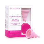 Intimia Lily Cup sklopiva menstrualna čaša, idealna za putovanja, za lagana do srednje obilna krvarenja. Veličine A za nerotkinje ili posle carskog reza. 