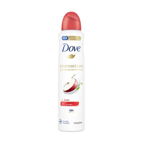 Dove dezodorans go fresh apple & white tea antiperspirant, 150ml namenjen je za 48-časovnu zaštitu od znojenja I neprijatnih mirisa. Štiti od iritacija na koži.