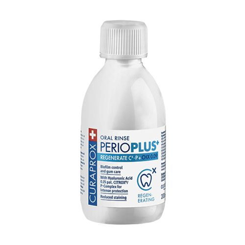 CURAPROX PerioPlus+ Regenerate, tečnost za ispiranje usta, za kratkotrajnu upotrebu, koji se koristi posle hiruških zahvata u usnoj duplji.