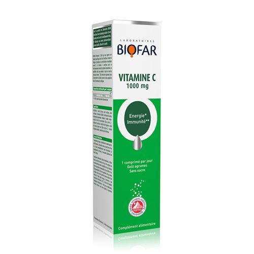 Biofar šumeće tablete vitamin C 1000mg obezbeđuju visoke doze vitamina C obezbeđujući antioksidativno dejstvo. Povećanju otpornost i izdržljivost organizma.