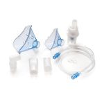 Set rezernih delovi za inhalator Microlife Neb210 koji sadrži veliku i malu masku, raspršivač, crevo za inhalator i nastavak za usta.