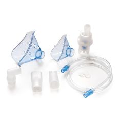 Set rezernih delovi za inhalator Microlife Neb210 koji sadrži veliku i malu masku, raspršivač, crevo za inhalator i nastavak za usta.