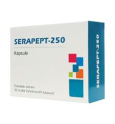 Serapept – 250 sa 30 kapsula je dodatak ishrani koji vrši degradaciju određenih proteina inflamacije. Koristi se za mnoga stanja koja uključuju bol i oticanje.