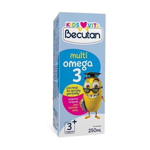 Becutan Kids VitS multiomega namenjen deci uzrasta 3+ godine je dodatak ishrani obogaćen omega-3 masnim kiselinama koji podržava intelektualni razvoj dece.