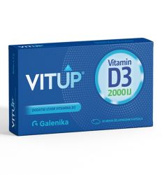 Vitup Vitamin D3 2000IJ se preporučuje osobama 65+ godina sa hipovitaminozom vitamina D, kod osoba sa oslabljenim i poremećenim imunitetom.