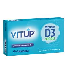 Vitup Vitamin D3 1000IJ se preporučuje osobama 65+ godina sa hipovitaminozom vitamina D, kod osoba sa oslabljenim i poremećenim imunitetom.