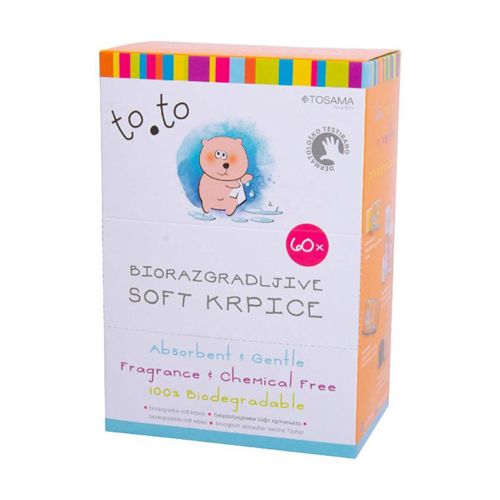 TOSAMA TO.TO Baby biorazgradive suve krpice mekane i izuzetno prijatne za nežnu bebinu kožu, za brisanje lica, nosa, ruku deteta čak i skidanje šminke.