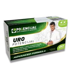 Uro Potencijal advanced formula, 20 kapsula je prirodni preparat koji se koristi u slučaju upale bešike i mokraćnih kanala, učestalog i bolnog mokrenja,