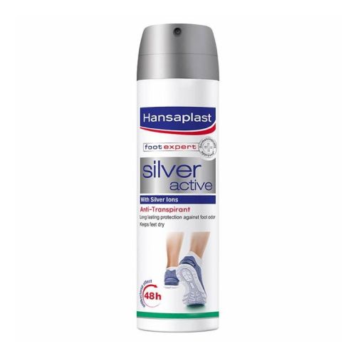 Hansaplast Silver Active 150ml dezodorans za stopala pruža dugotrajnu zaštitu od neprijatnog mirisa i osvežava vaša stopala. Sprej za celodnevni osećaj svežine.