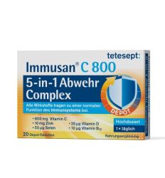 Tetesept Immusan C 800 5 u 1 predstavlja dijetetski suplement sa Vitaminom C, D i B12, selenom i cinkom