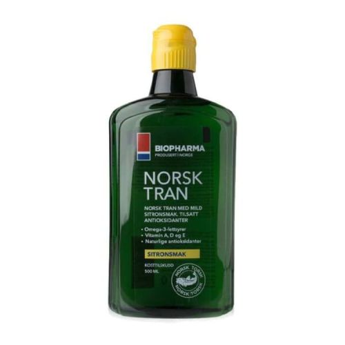 Norveško omega-3 ulje (Norsk tran) sa ukusom limuna iz jetre divljeg norveškog, arktičkog bakalara. Sadrži omega-3 masne kiseline DHA i EPA, vitamine A, D i vitamin E. 