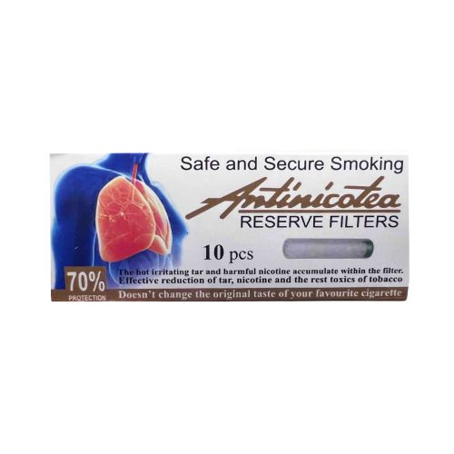 Antinikotea filteri, 10 komada, je preventivni medicinski program za zaštitu i odvikavanje od pušenja.