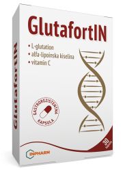 GlutafortIN kapsule na bazi L-glutationa, alfalipoinske kiseline i vitamina C pomažu u borbi protiv slobodnih radikala i oksidativnog stresa. Jačanje imuniteta, detoks.